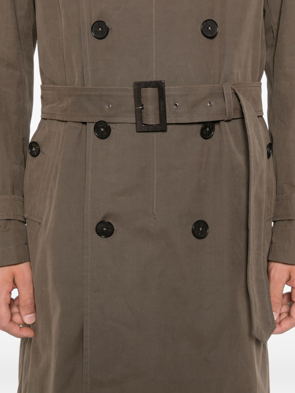 HERNO Trench doppiopetto color nocciola scuro con cintura 