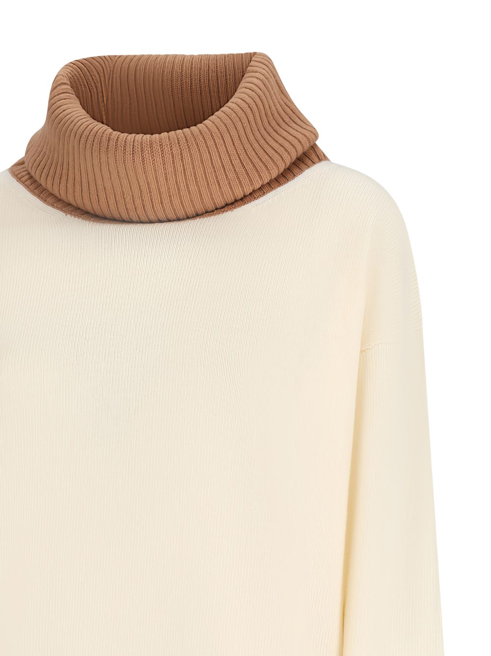HERNO Maglia in lana color panna a collo alto 