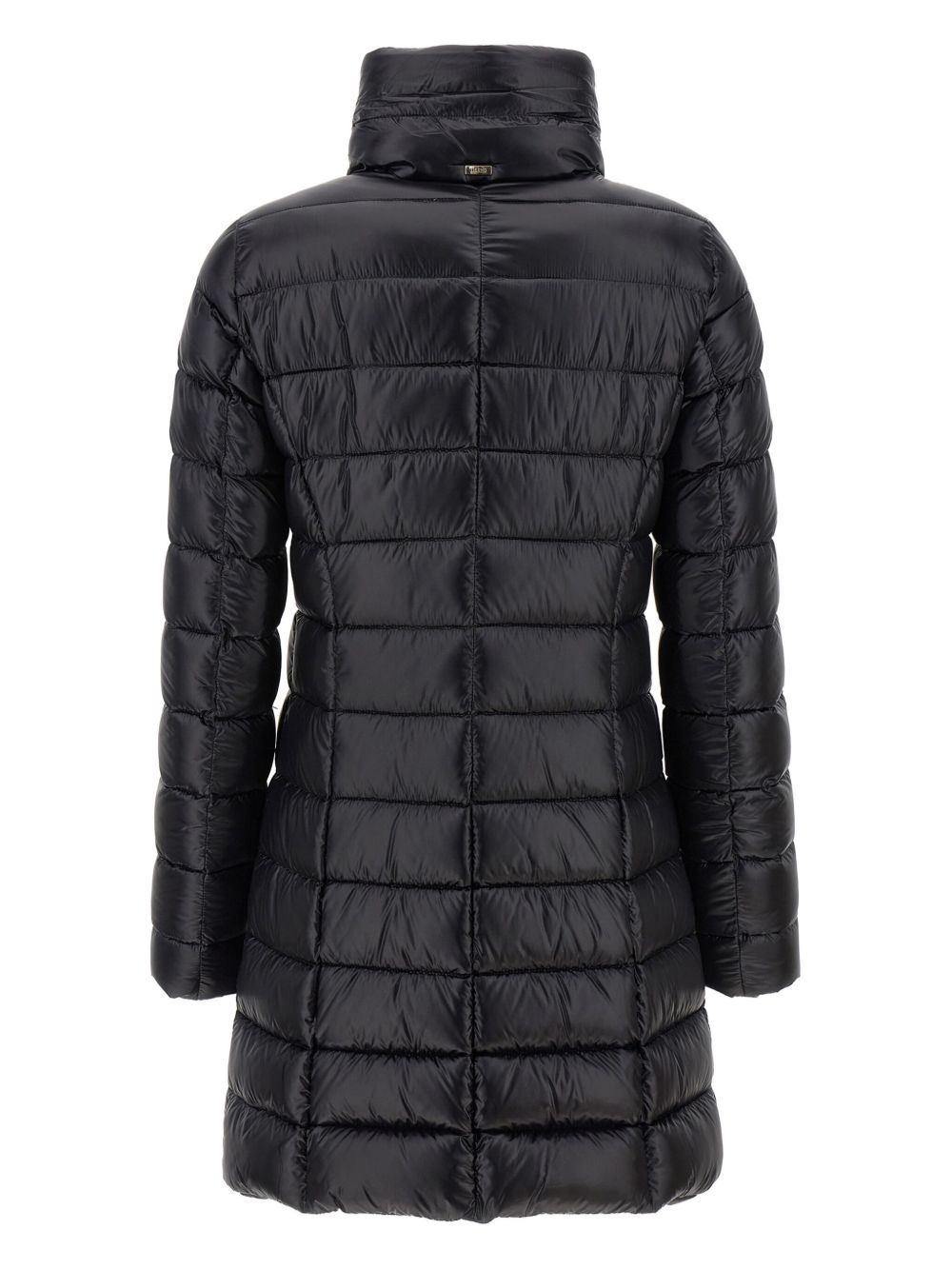 HERNO Piumino midi nero con collo alto e tasche 