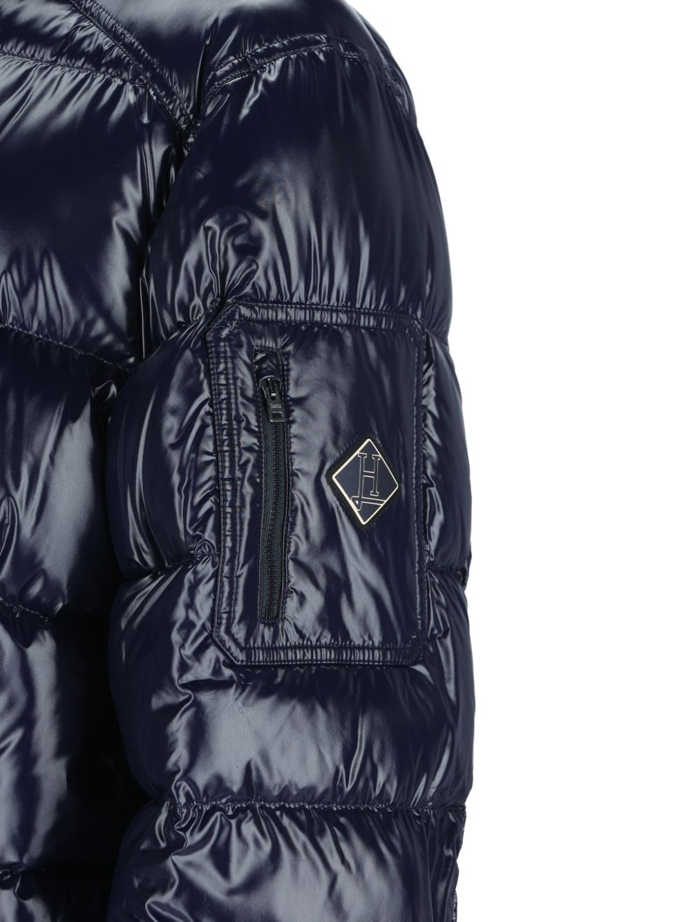 HERNO Piumino Ultralight Lucido Blu con Cappuccio 