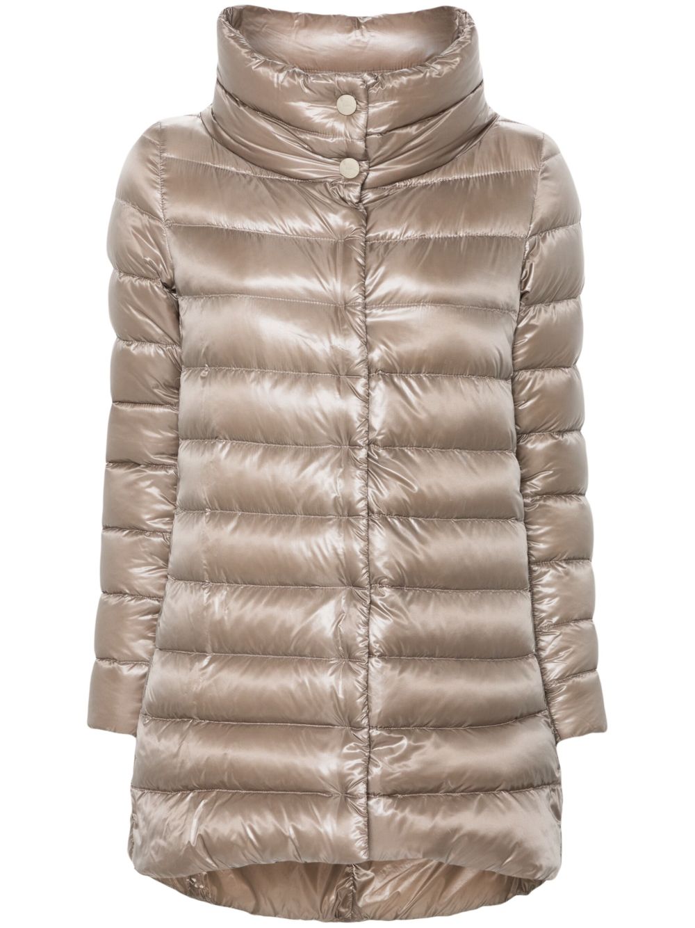HERNO Piumino midi beige a collo alto oversize 
