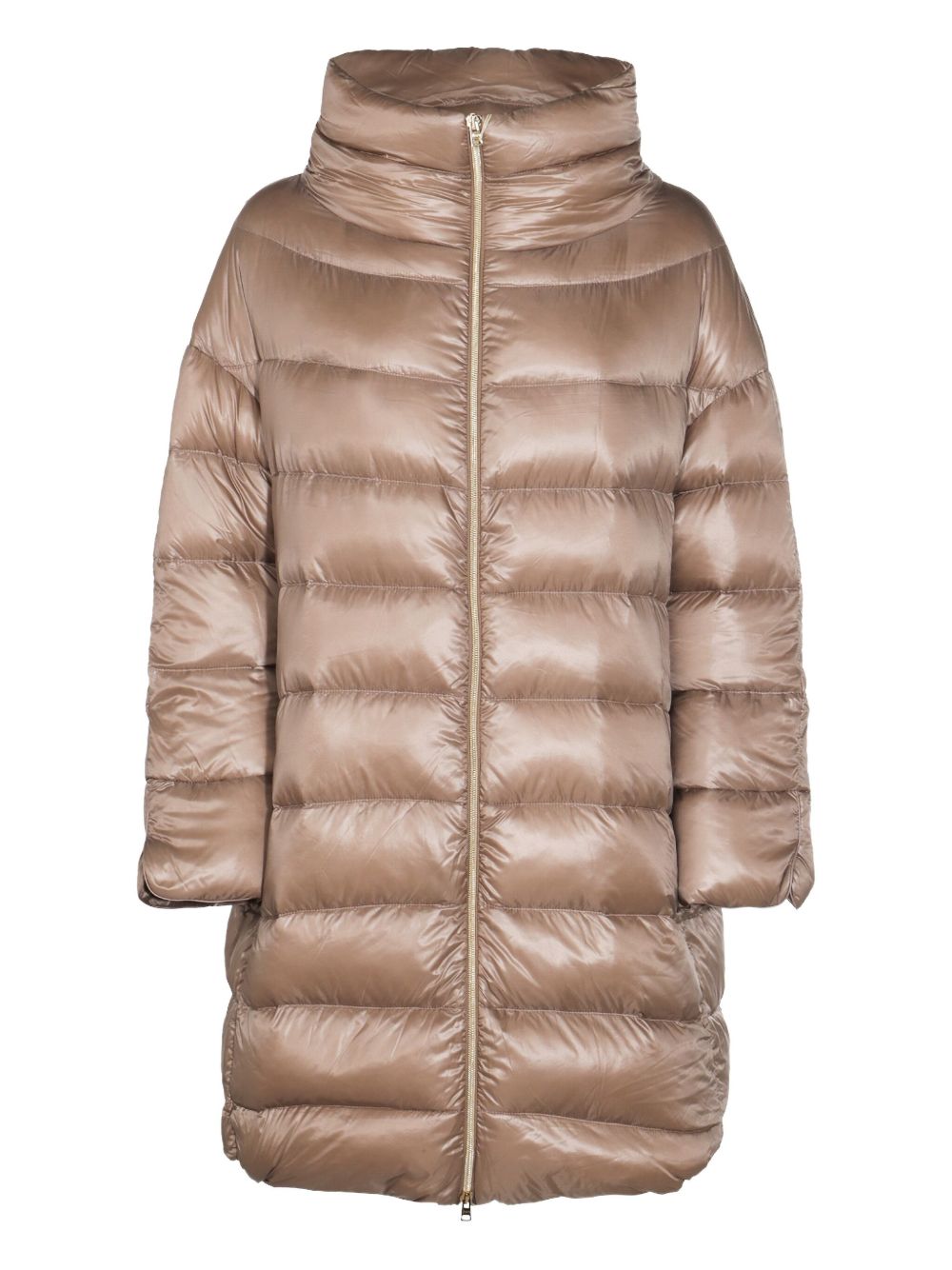 HERNO Piumino trapuntato beige con collo ampio 