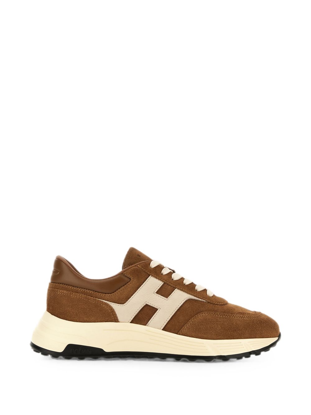 HOGAN Sneakers marroni in pelle suede con patch logo 