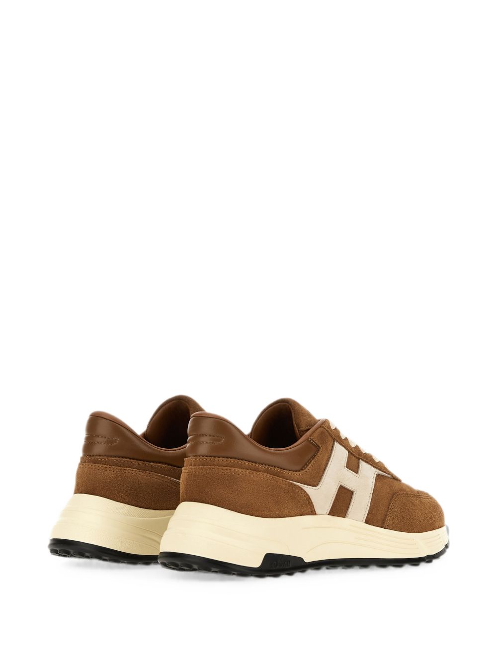 HOGAN Sneakers marroni in pelle suede con patch logo 