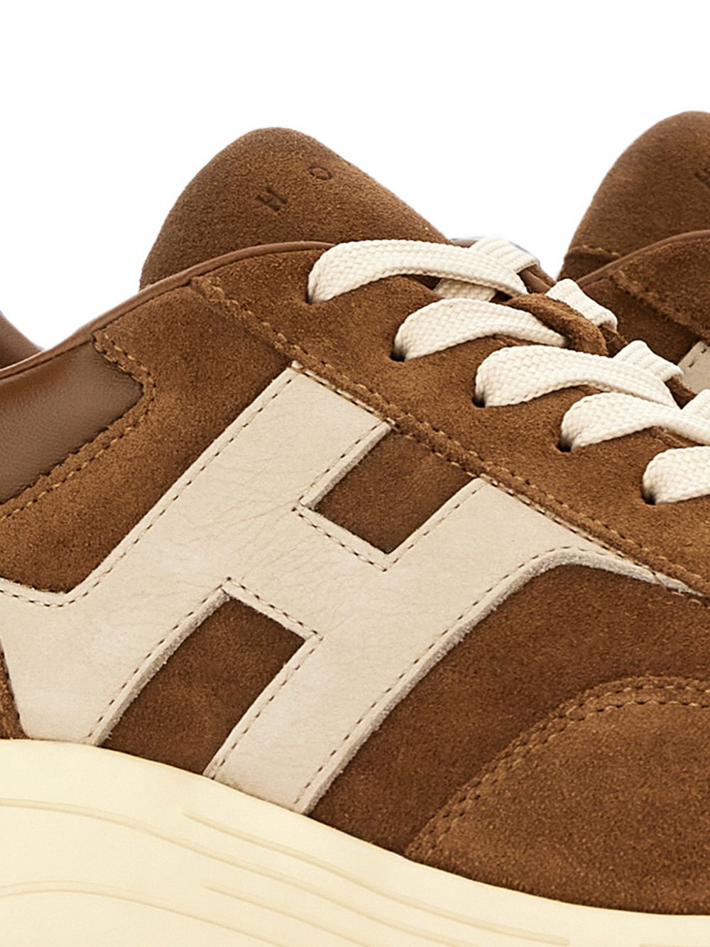 HOGAN Sneakers marroni in pelle suede con patch logo 
