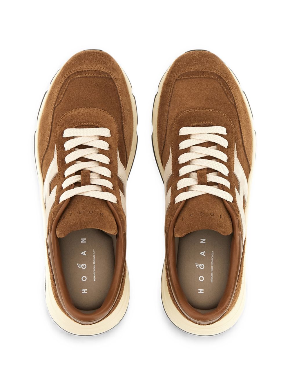 HOGAN Sneakers marroni in pelle suede con patch logo 
