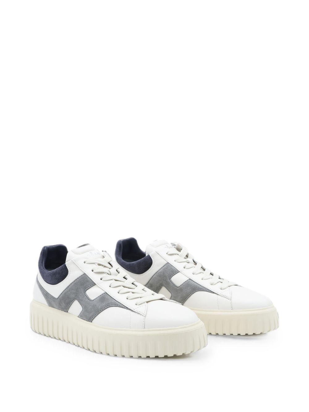 HOGAN H-Stripes Sneakers Uomo Avorio, Grigio e Blu 