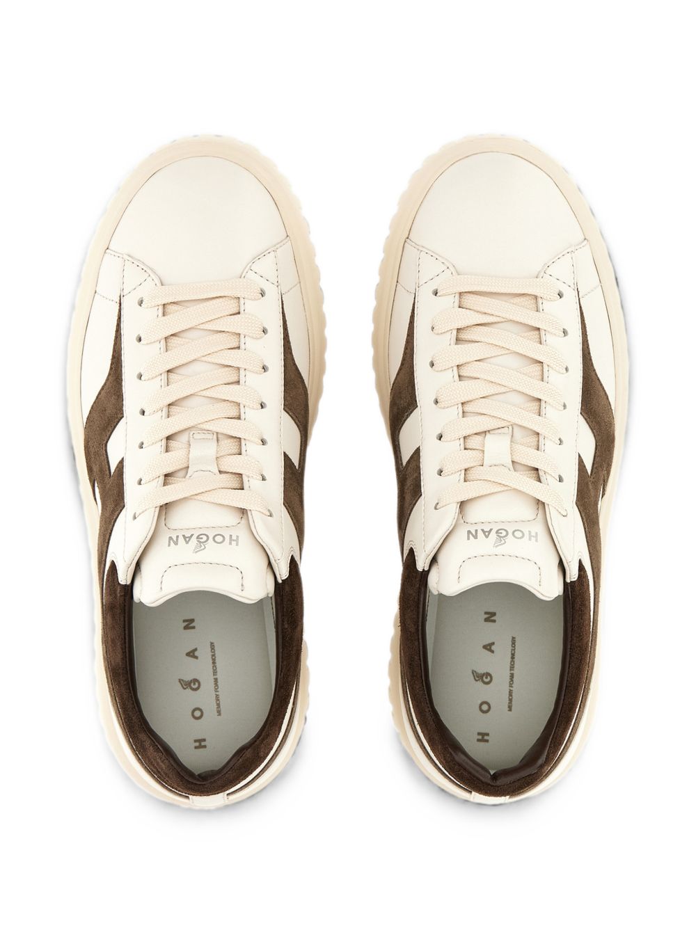 HOGAN Sneakers beige chiaro con dettagli in suede marrone 