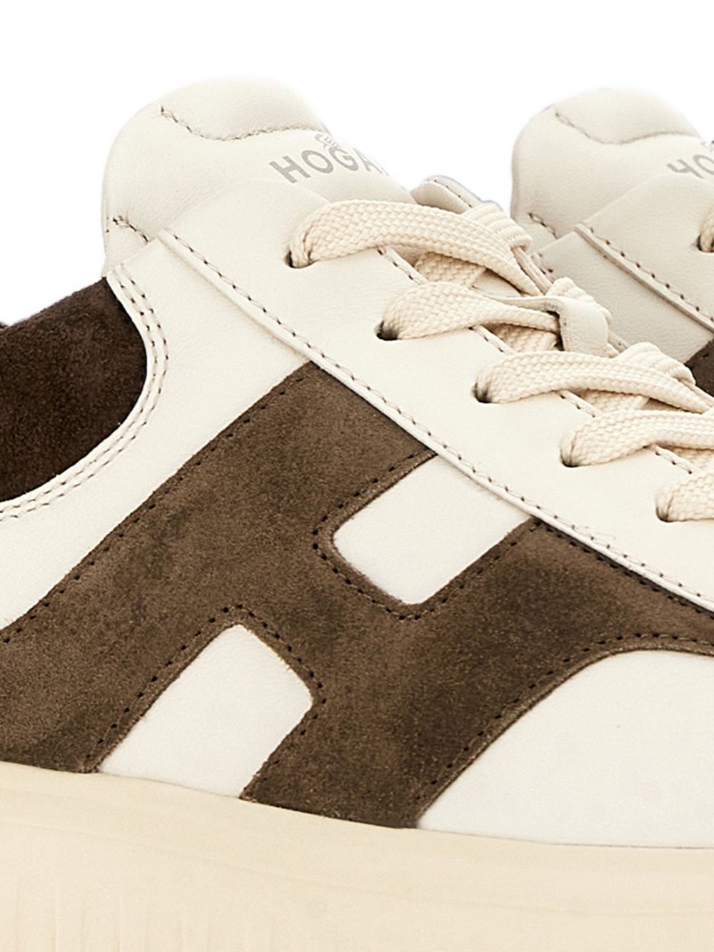 HOGAN Sneakers beige chiaro con dettagli in suede marrone 