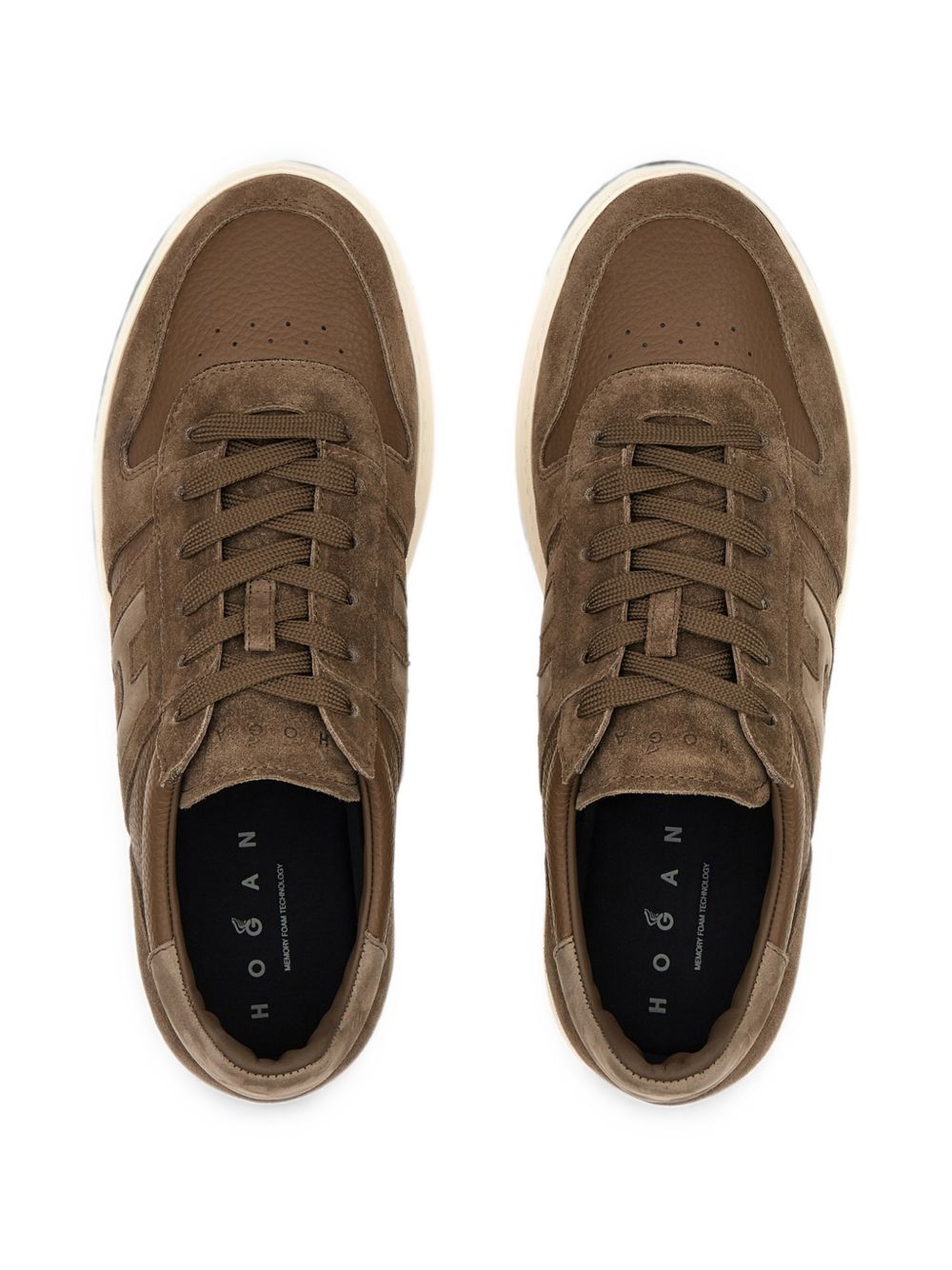 HOGAN Sneakers marroni con inserti in suede e logo laterale 