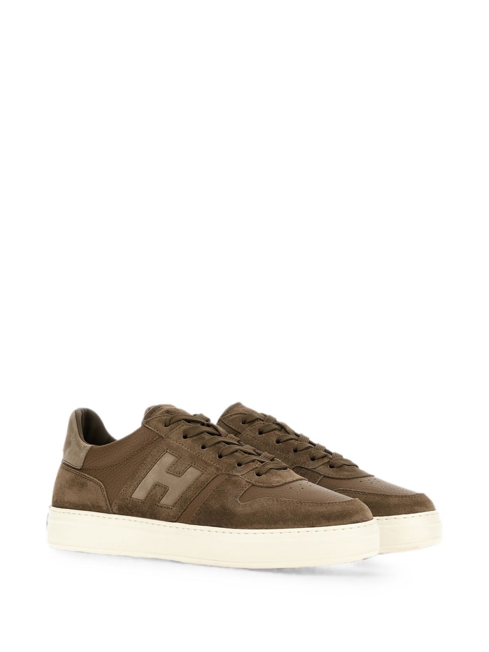 HOGAN Sneakers marroni con inserti in suede e logo laterale 