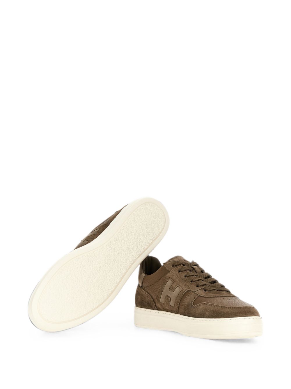 HOGAN Sneakers marroni con inserti in suede e logo laterale 