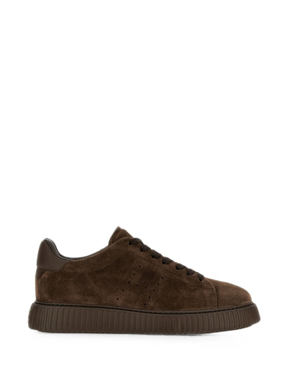 HOGAN Sneakers marroni in suede traspirante con logo laterale 