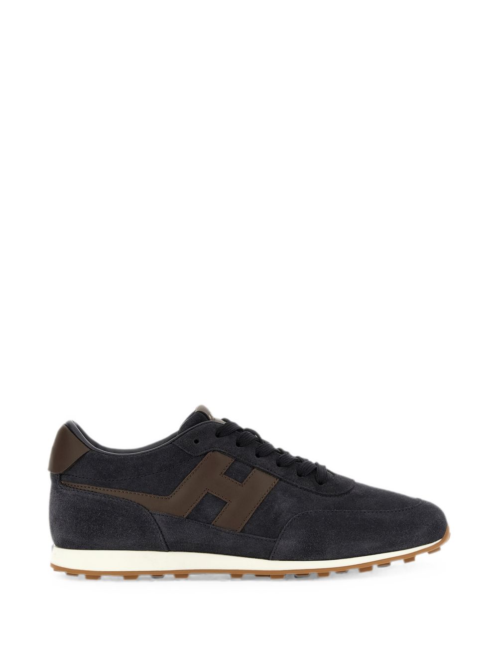HOGAN Sneakers uomo marrone scuro con inserti in suede e logo 