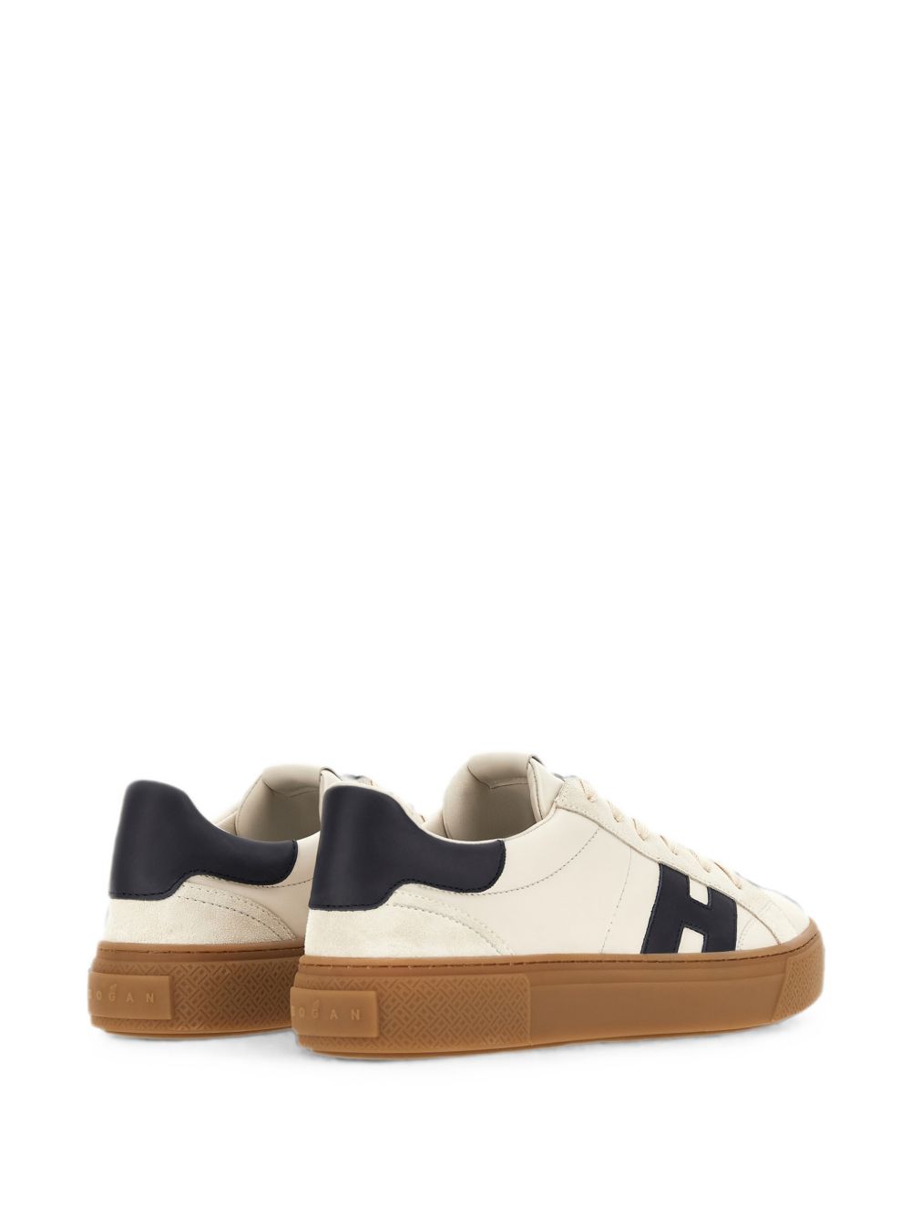 HOGAN Sneakers in suede beige chiaro con logo H blu 