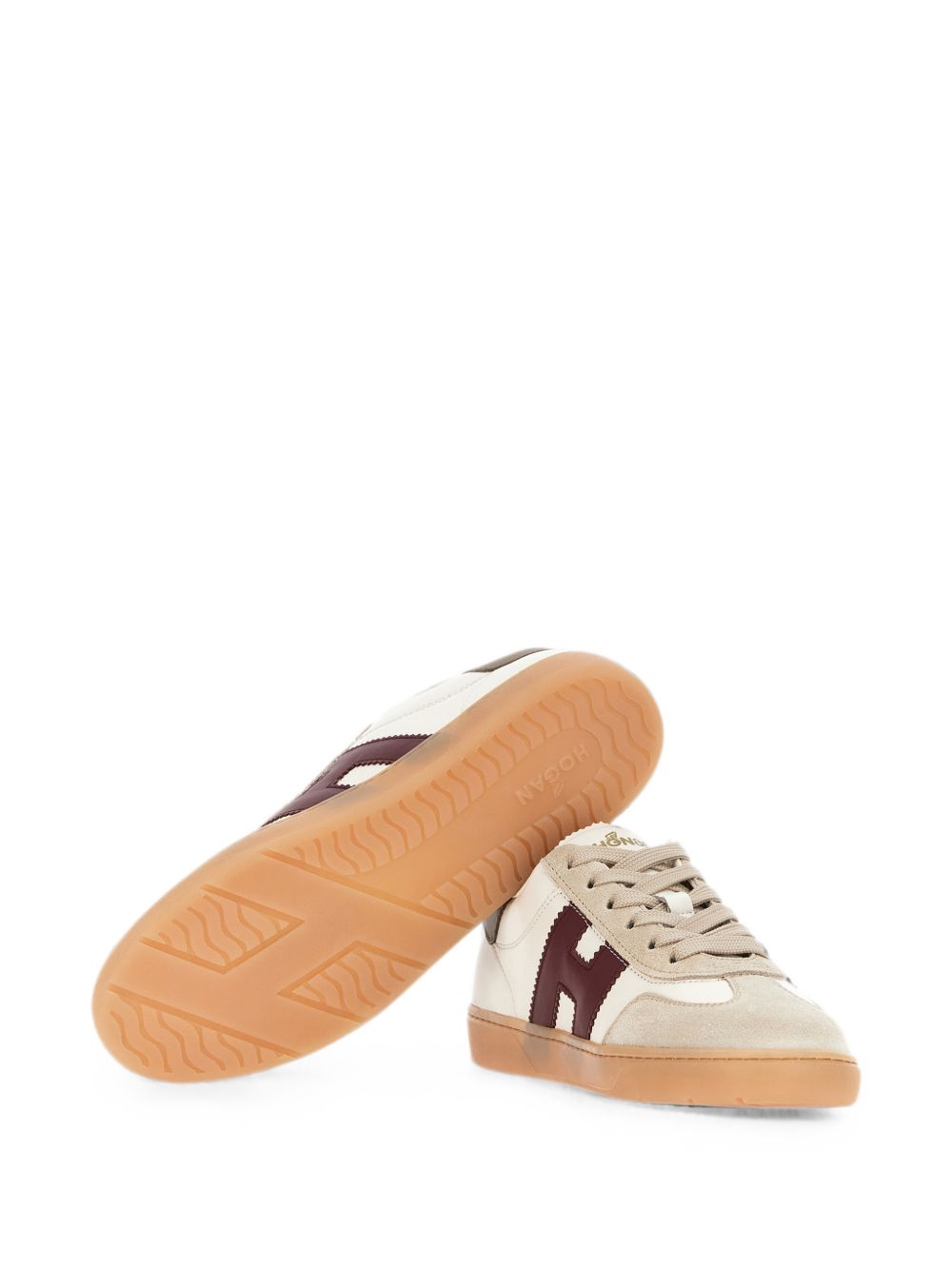 HOGAN Sneaker Hogan in nappa beige con dettagli in suede e logo H 