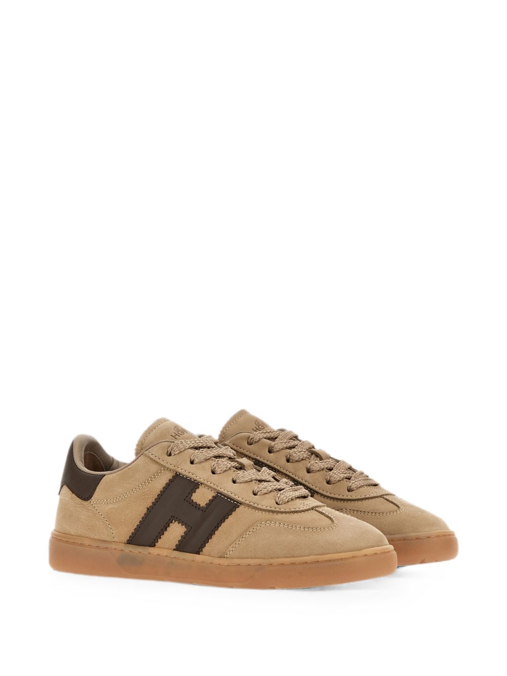 HOGAN Sneakers in suede color cammello con dettagli marroni 