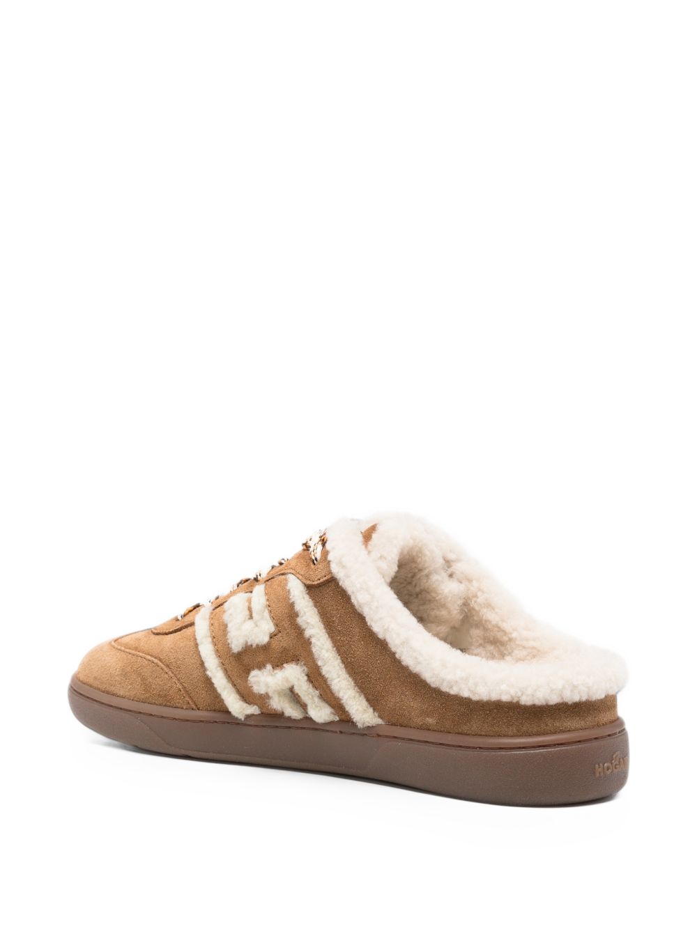 HOGAN Sneakers sabot in pelle marrone con imbottitura 