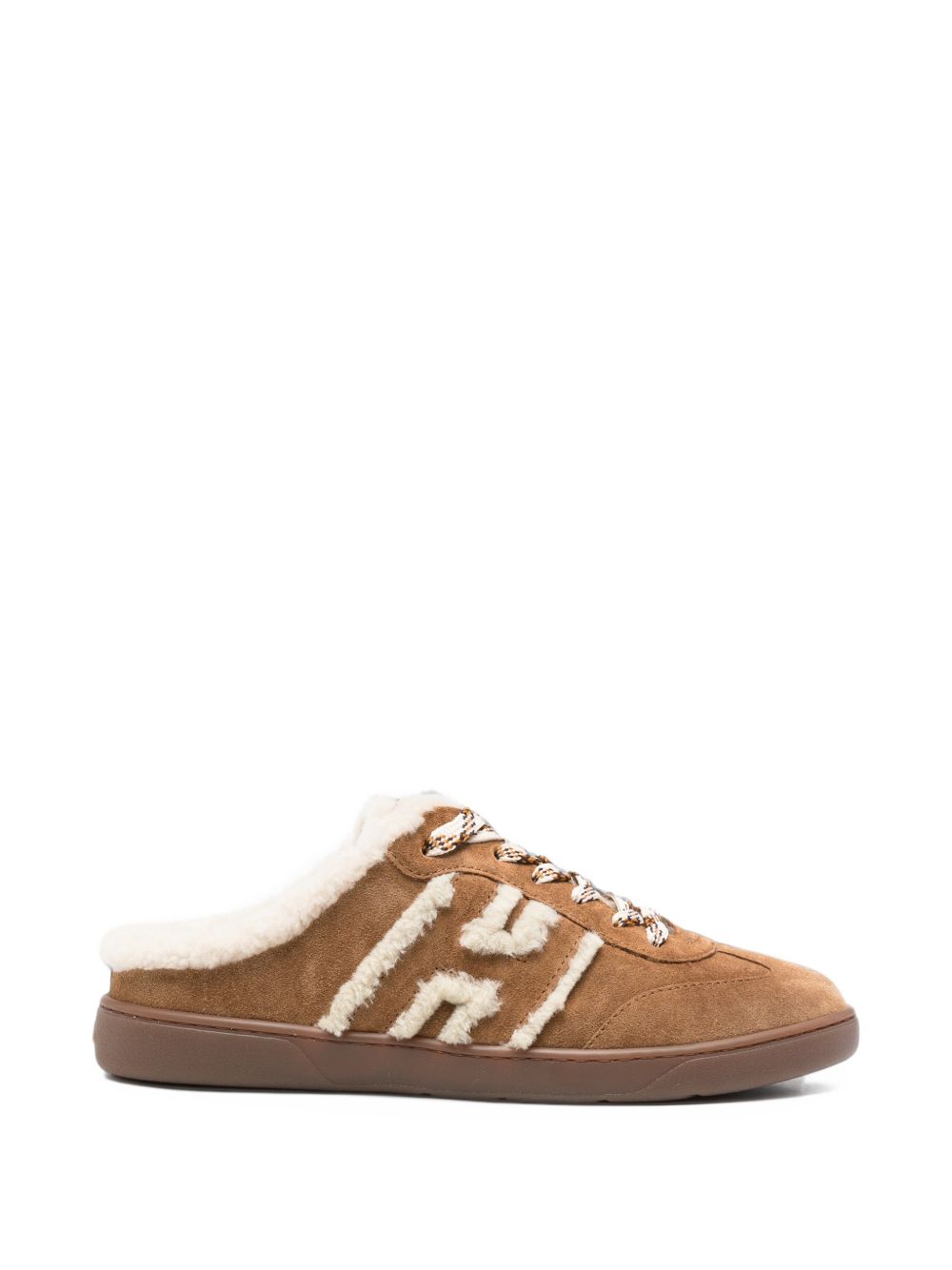 HOGAN Sneakers sabot in pelle marrone con imbottitura 