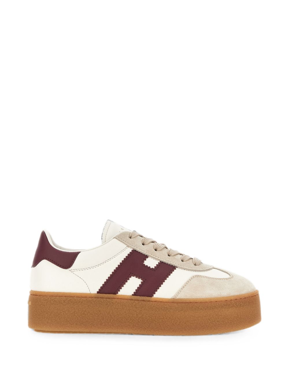 HOGAN Sneakers bianche con dettagli in suede beige e bordeaux 