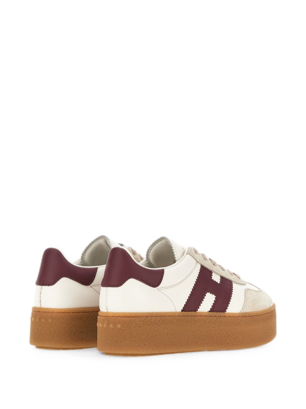 HOGAN Sneakers bianche con dettagli in suede beige e bordeaux 