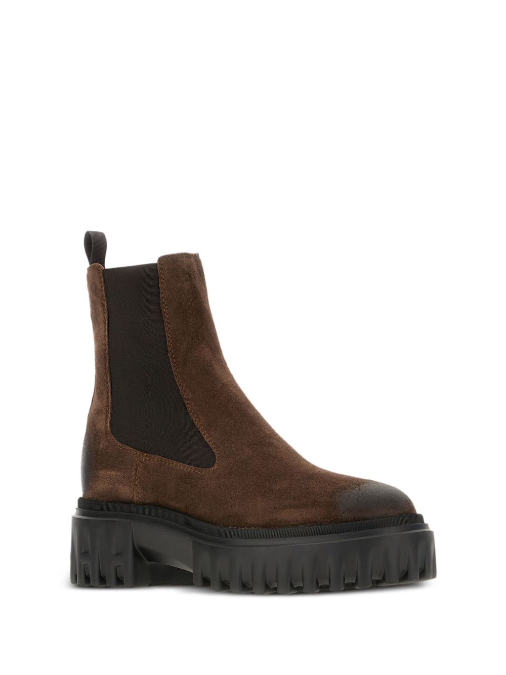 HOGAN Stivaletto marrone in suede con suola carrarmato 