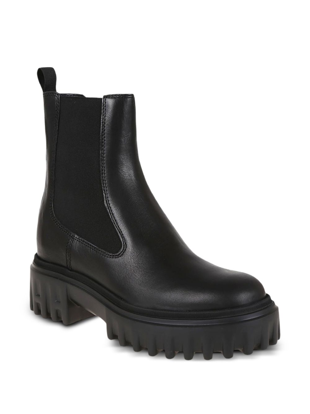 HOGAN Stivaletto nero in pelle con suola carrarmato 
