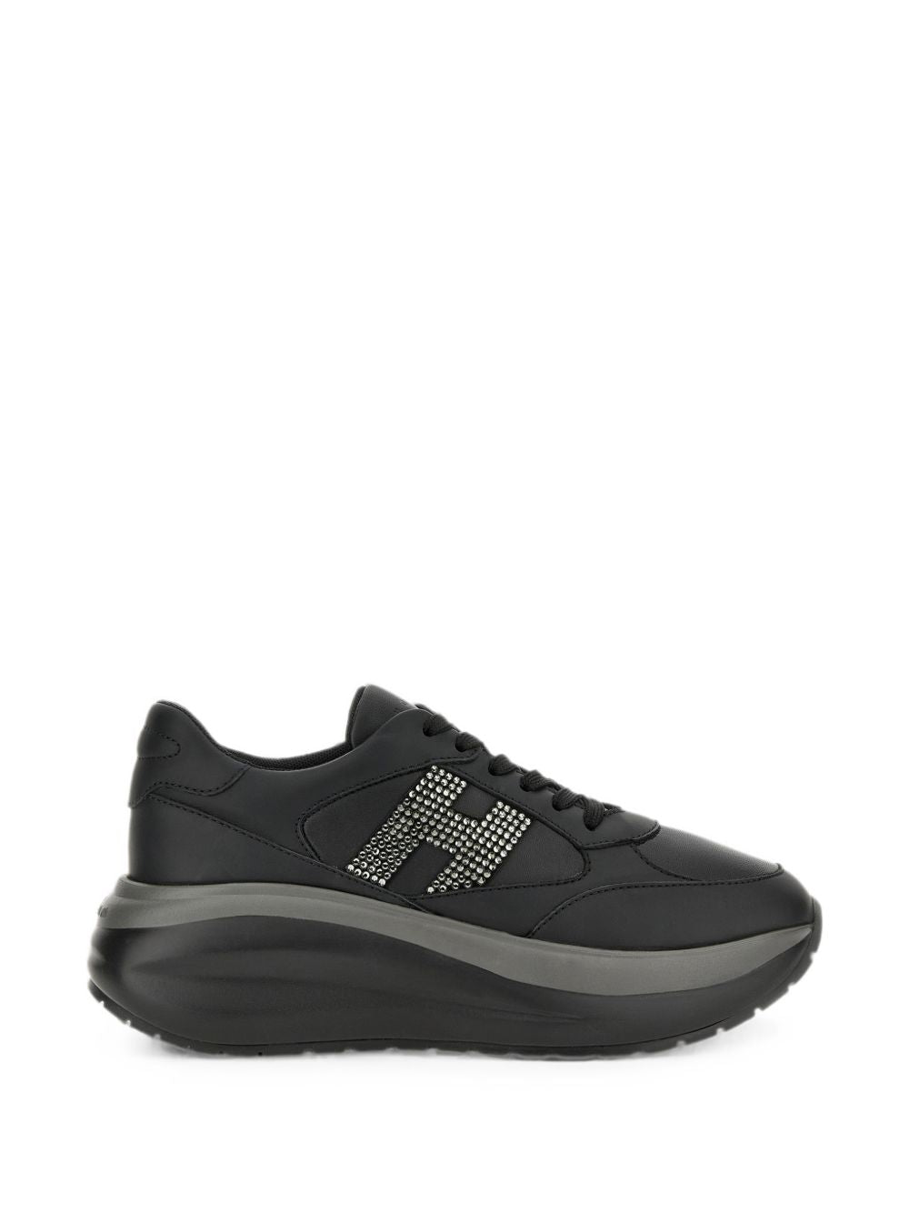 HOGAN Sneakers nere in pelle con suola bombata oversize 