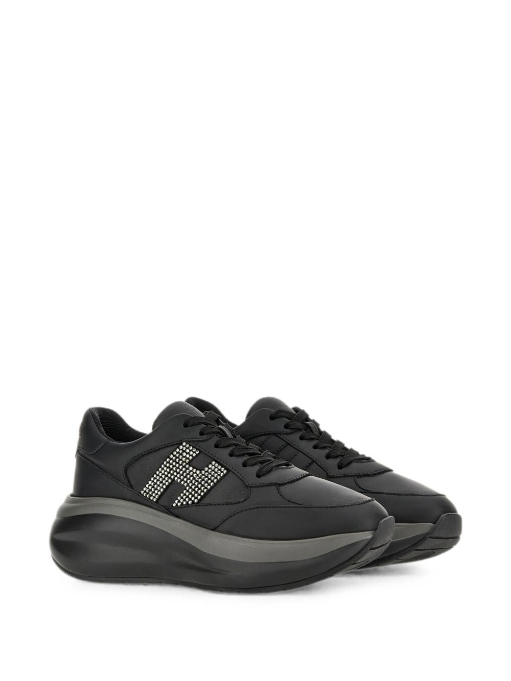HOGAN Sneakers nere in pelle con suola bombata oversize 