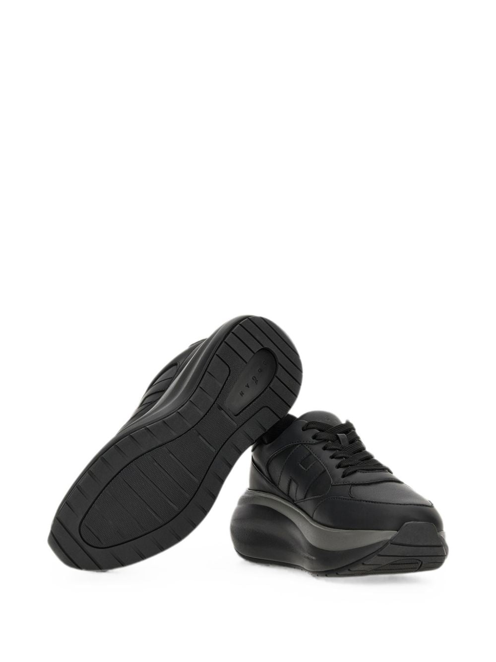 HOGAN Sneakers nere in pelle con suola bombata oversize 