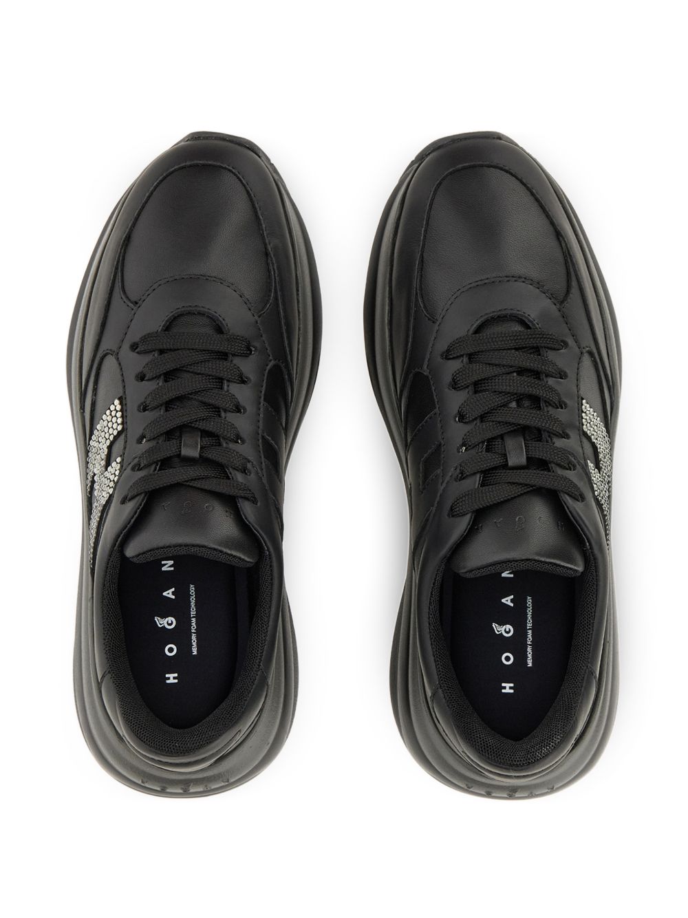 HOGAN Sneakers nere in pelle con suola bombata oversize 