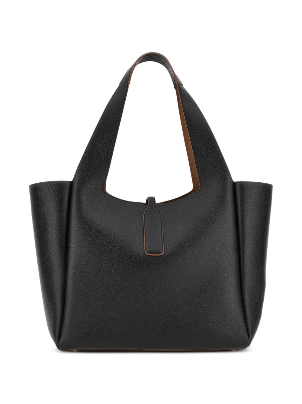 HOGAN Borsa a mano in pelle nera con placca logo 