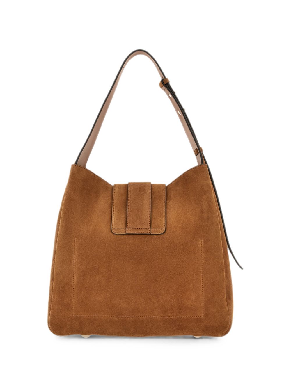 HOGAN Borsa tote a mano in suede marrone cammello con placca logo 