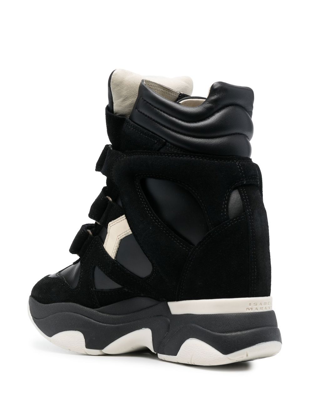 ISABEL MARANT Sneakers alte con zeppa in pelle nera 