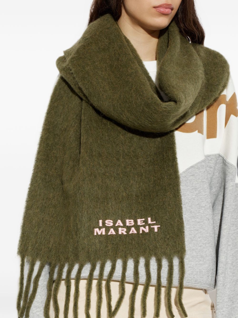 ISABEL MARANT Scarf with fringes and logo 