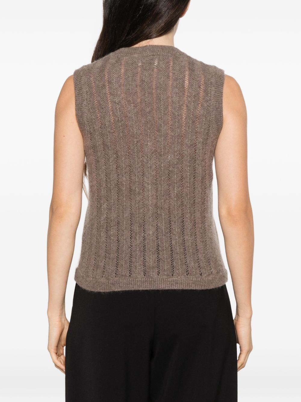 IVORY PARIS Gilet in maglia semitraforata marrone 