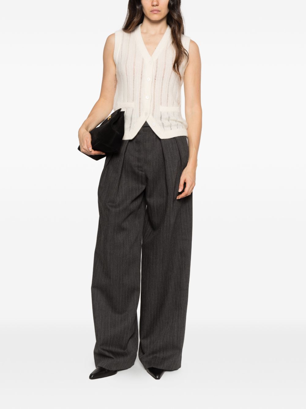 IVORY PARIS Gilet in maglia traforata avorio 