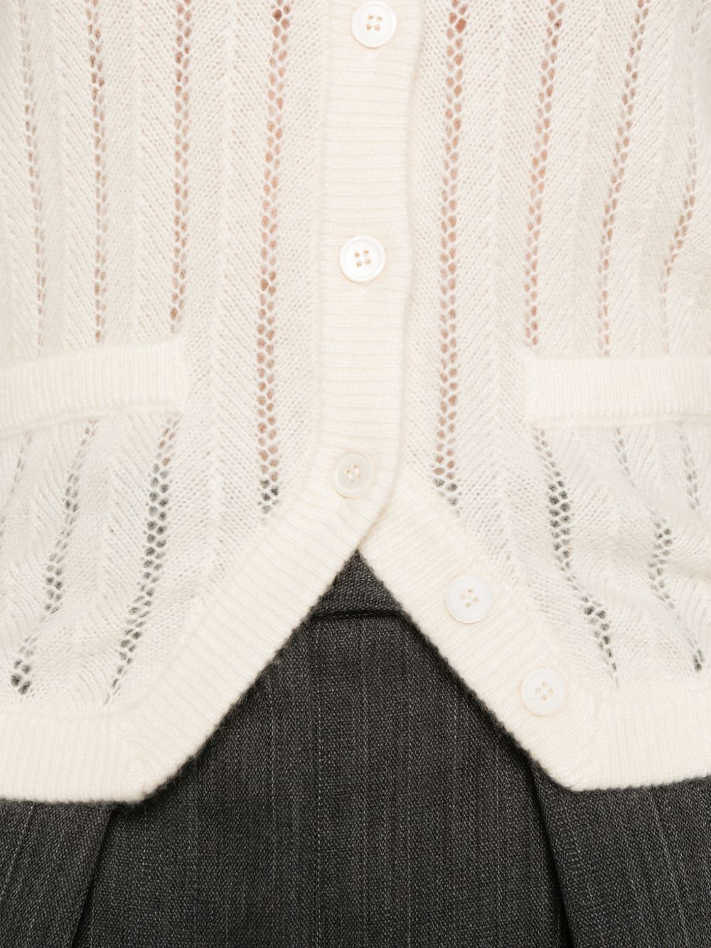 IVORY PARIS Gilet in maglia traforata avorio 