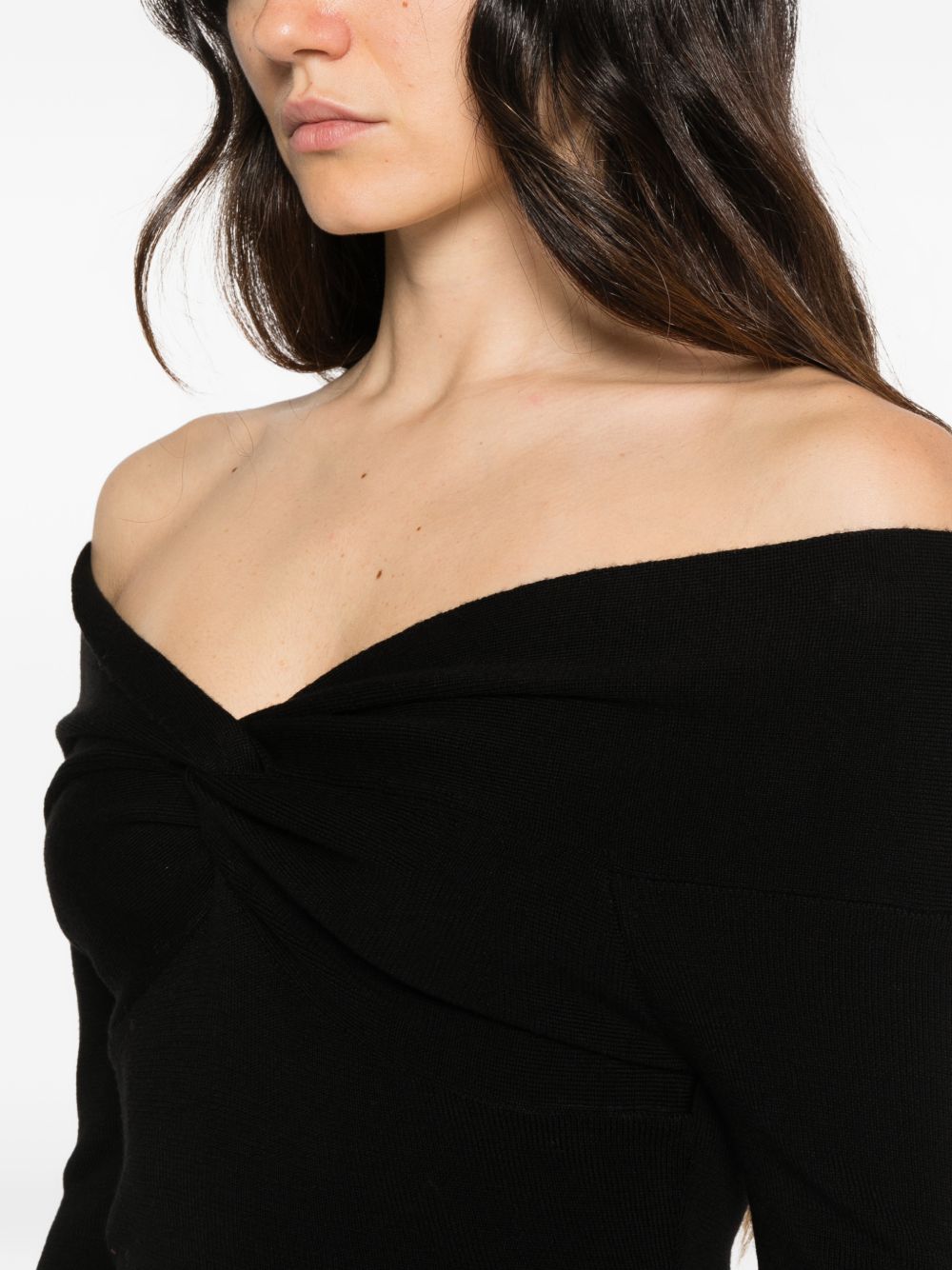 IVORY PARIS Maglia Cleo nera con scollo bardot 