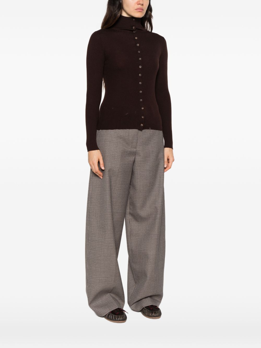 IVORY PARIS Cardigan in lana merino marrone 