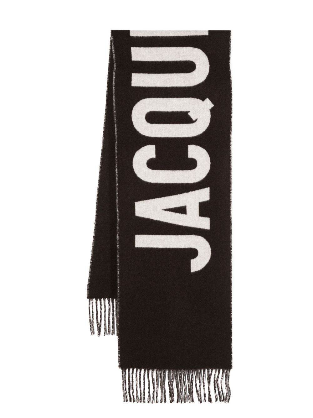 JACQUEMUS Sciarpa in lana con logo jacquard e frange 