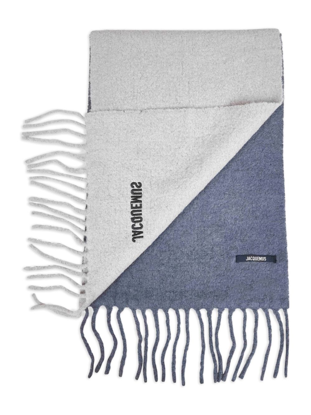 JACQUEMUS Sciarpa Moisson con frange in misto alpaca grigio 