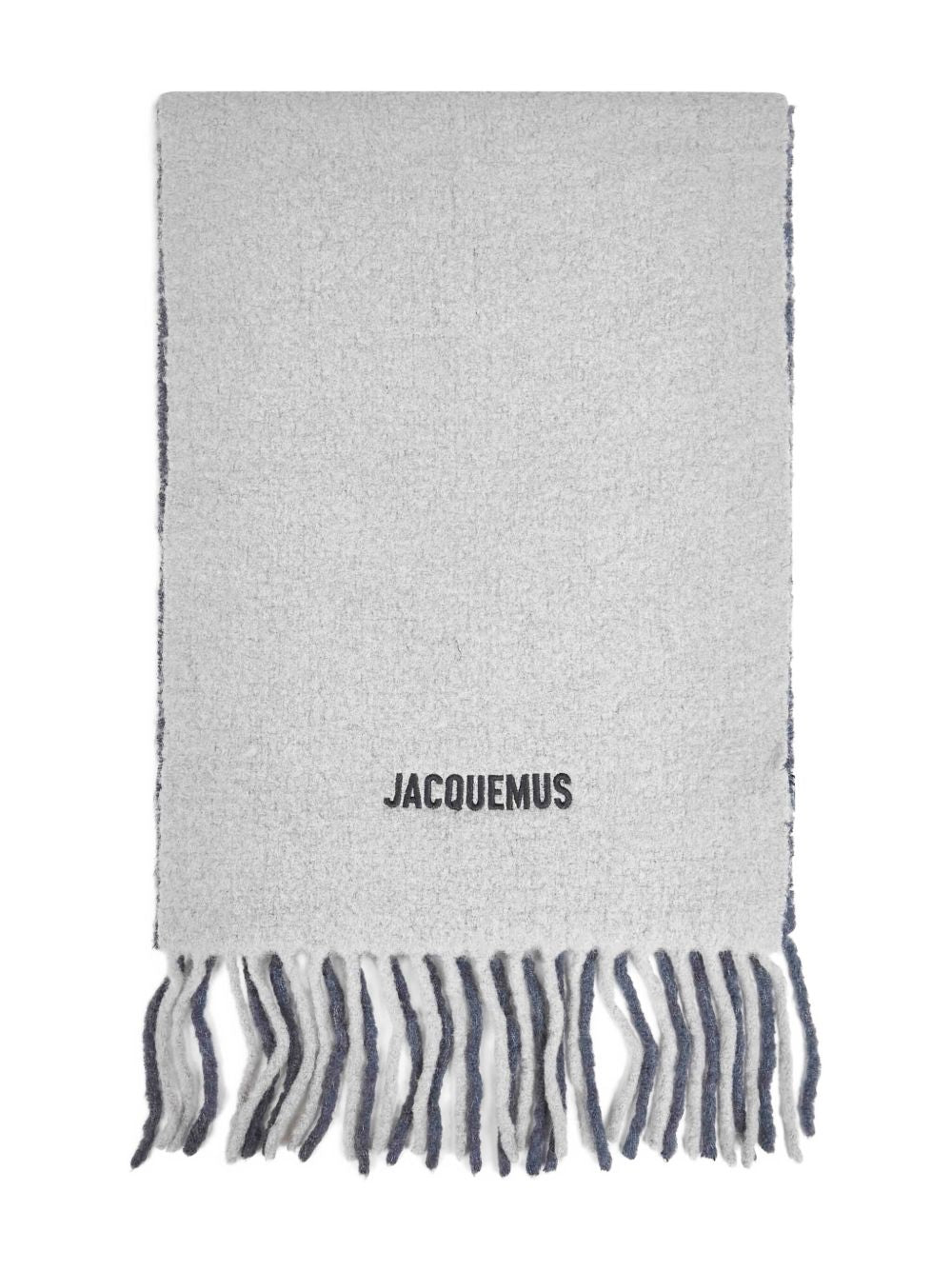 JACQUEMUS Sciarpa Moisson con frange in misto alpaca grigio 