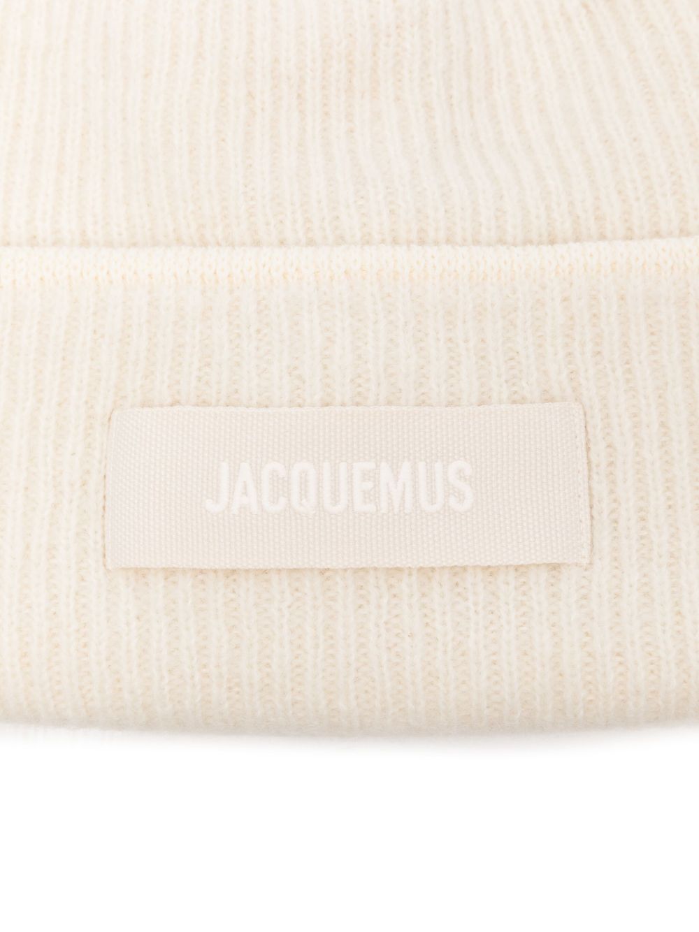 JACQUEMUS Berretto a coste in alpaca e lana color avorio 