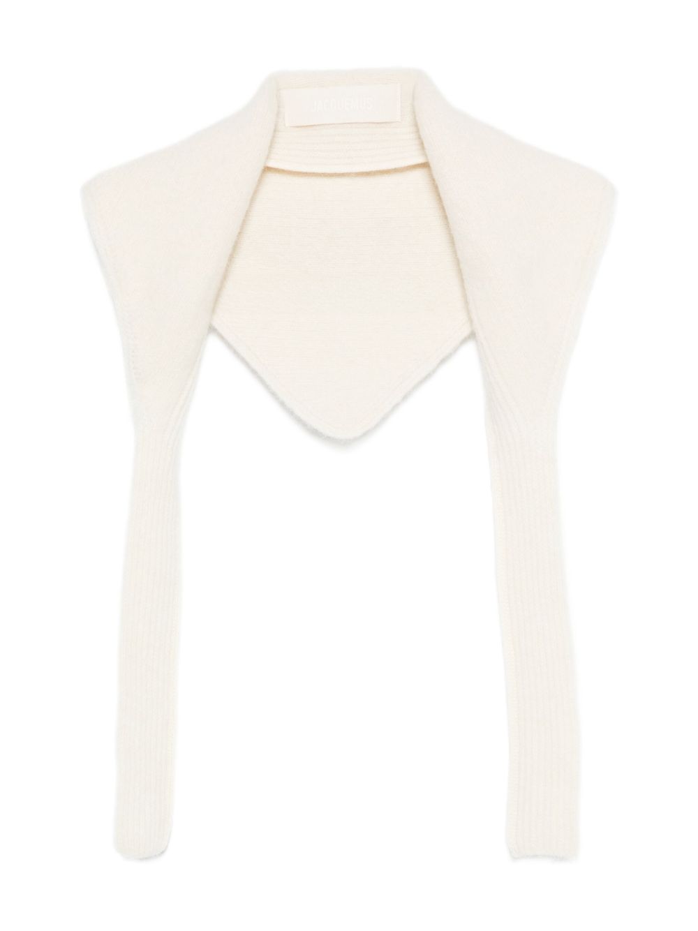 JACQUEMUS Foulard triangolare in misto alpaca color avorio 
