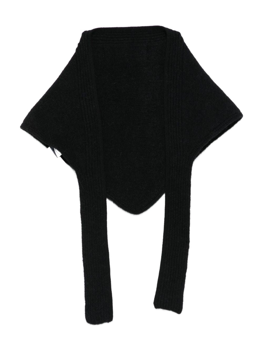 JACQUEMUS Foulard triangolare in misto alpaca nero 