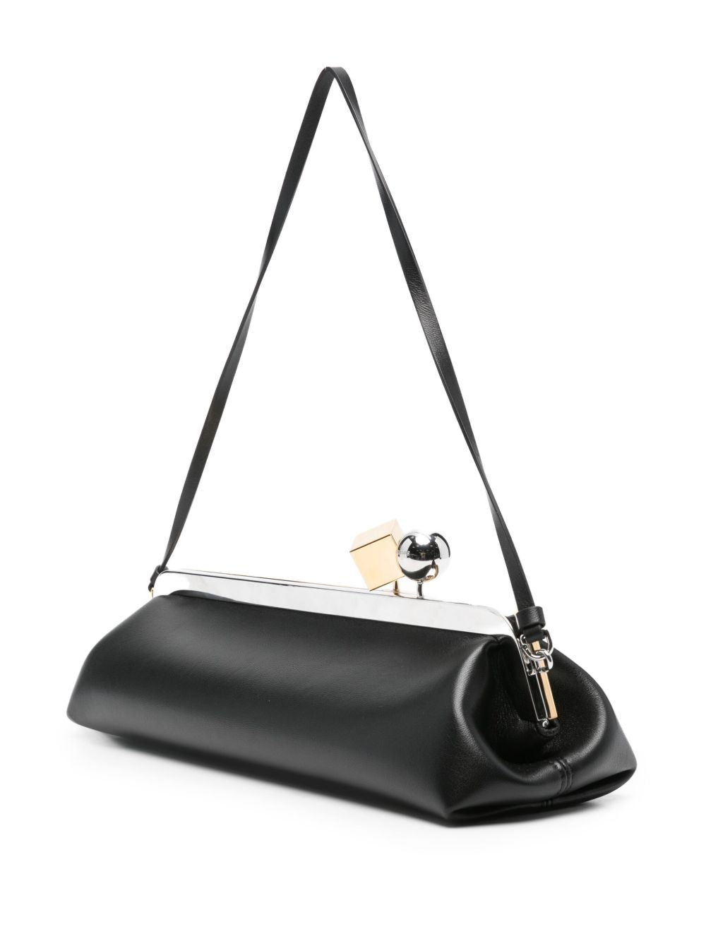 JACQUEMUS Pochette La Pochette Salon nera con rifiniture dorate 