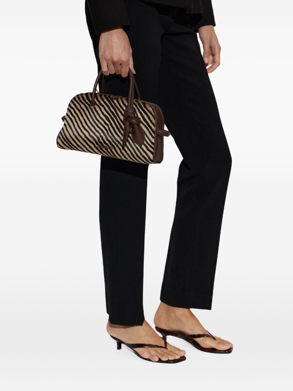 JACQUEMUS Borsa Petit Turismo in pelle e cavallino zebrato 