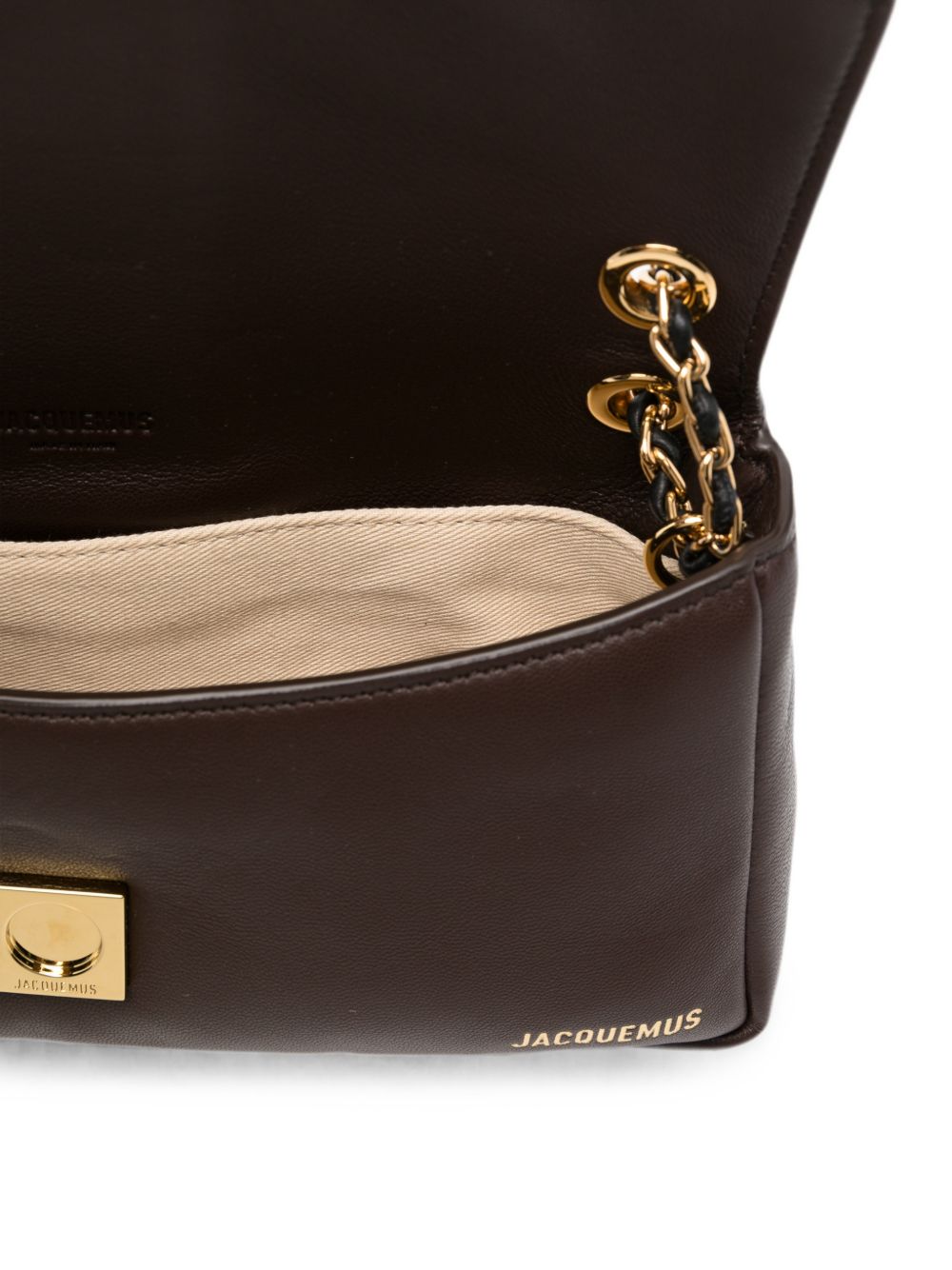 JACQUEMUS Borsa a tracolla Le Bambino Chaine marrone in pelle 