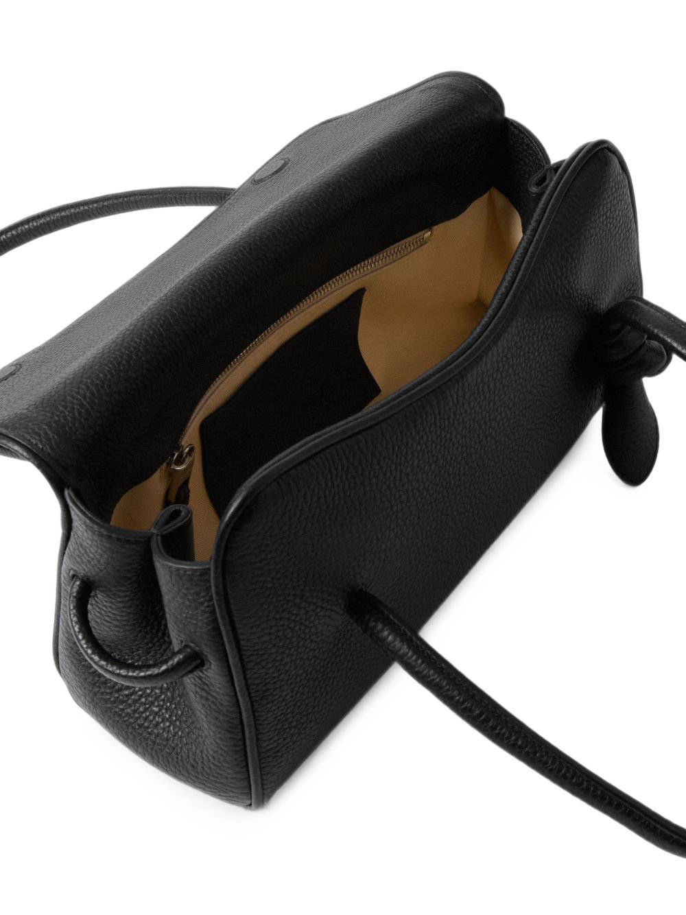JACQUEMUS Borsa a spalla Le Turismo Long in pelle martellata nera 